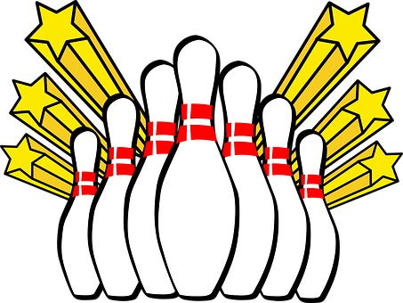 A Bowling Pins With Red Stripes And Yellow Stars