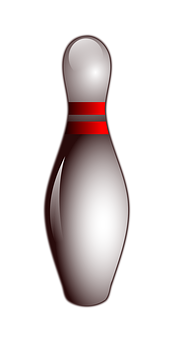 A Bowling Pin With Red Stripes