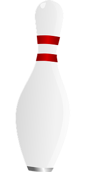 A White Bowling Pin With Red Stripes