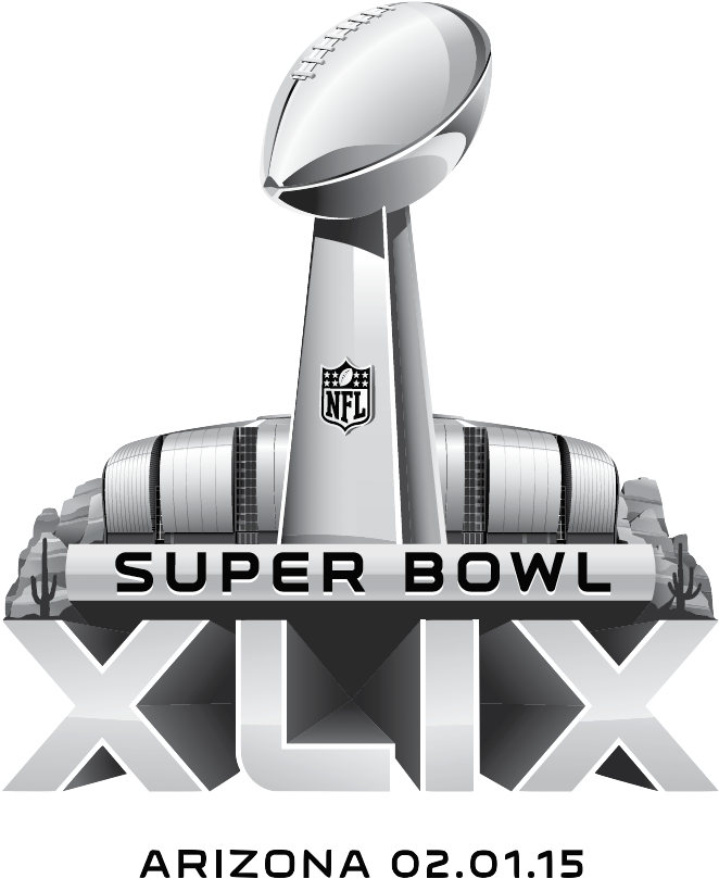 A Super Bowl Logo With A Large Football Tower