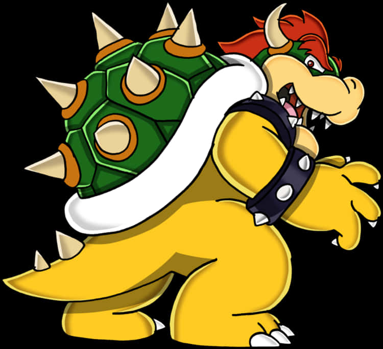 A Cartoon Character Of A Yellow Dinosaur With A Green Shell And Spikes