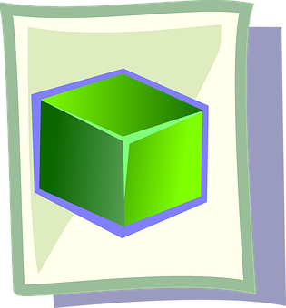A Green Cube On A White Background