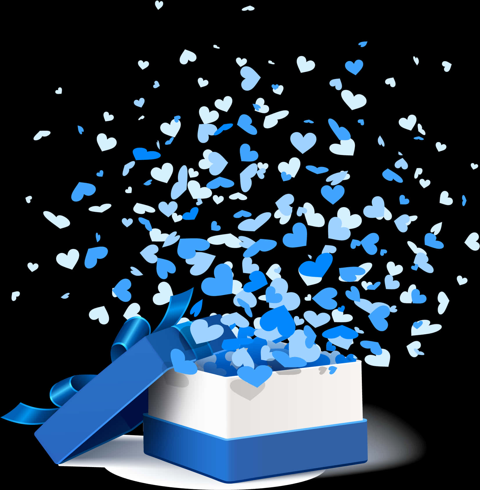 A Box With Blue And White Hearts