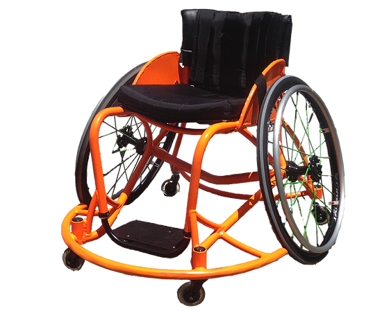 An Orange Wheelchair With Wheels