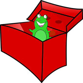 A Cartoon Frog In A Box