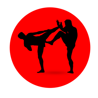 A Silhouette Of A Man Kicking Another Man