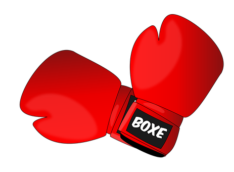 A Red Boxing Gloves With Black Text