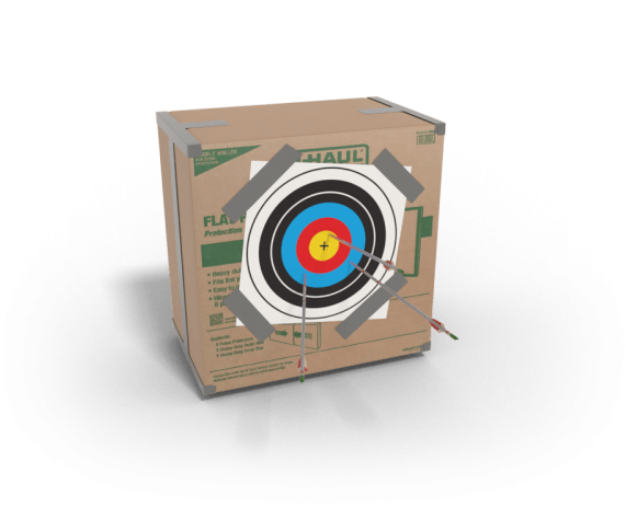 A Cardboard Box With Arrows Pointing At A Target