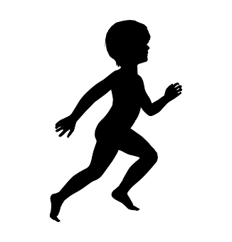 A Silhouette Of A Child Running