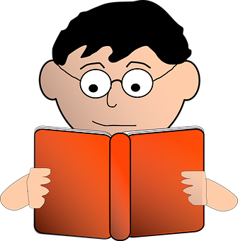 Cartoon Of A Boy Reading A Book