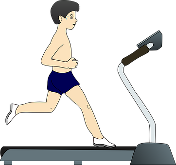 A Cartoon Of A Man Running On A Treadmill