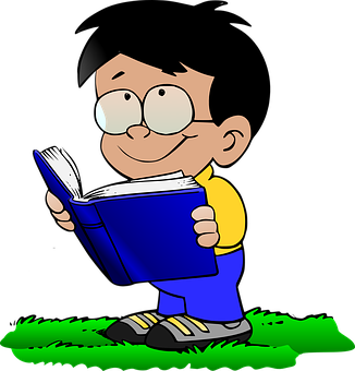 A Cartoon Of A Boy Reading A Book