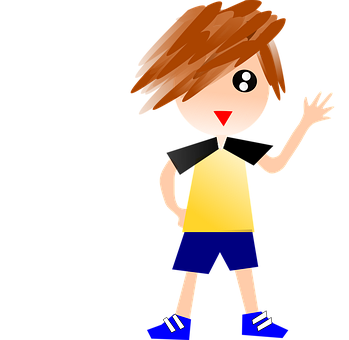 A Cartoon Of A Boy Waving