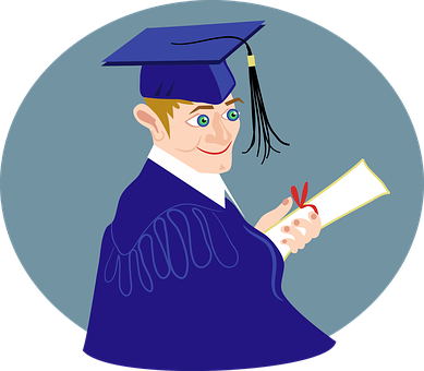 A Man In A Graduation Gown Holding A Diploma