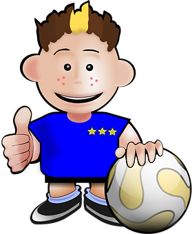 A Cartoon Of A Boy Holding A Football Ball