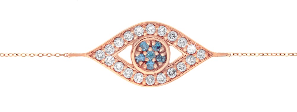 A Gold And Blue Eye With Diamonds