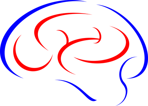 A Red And Blue Swirls On A Black Background