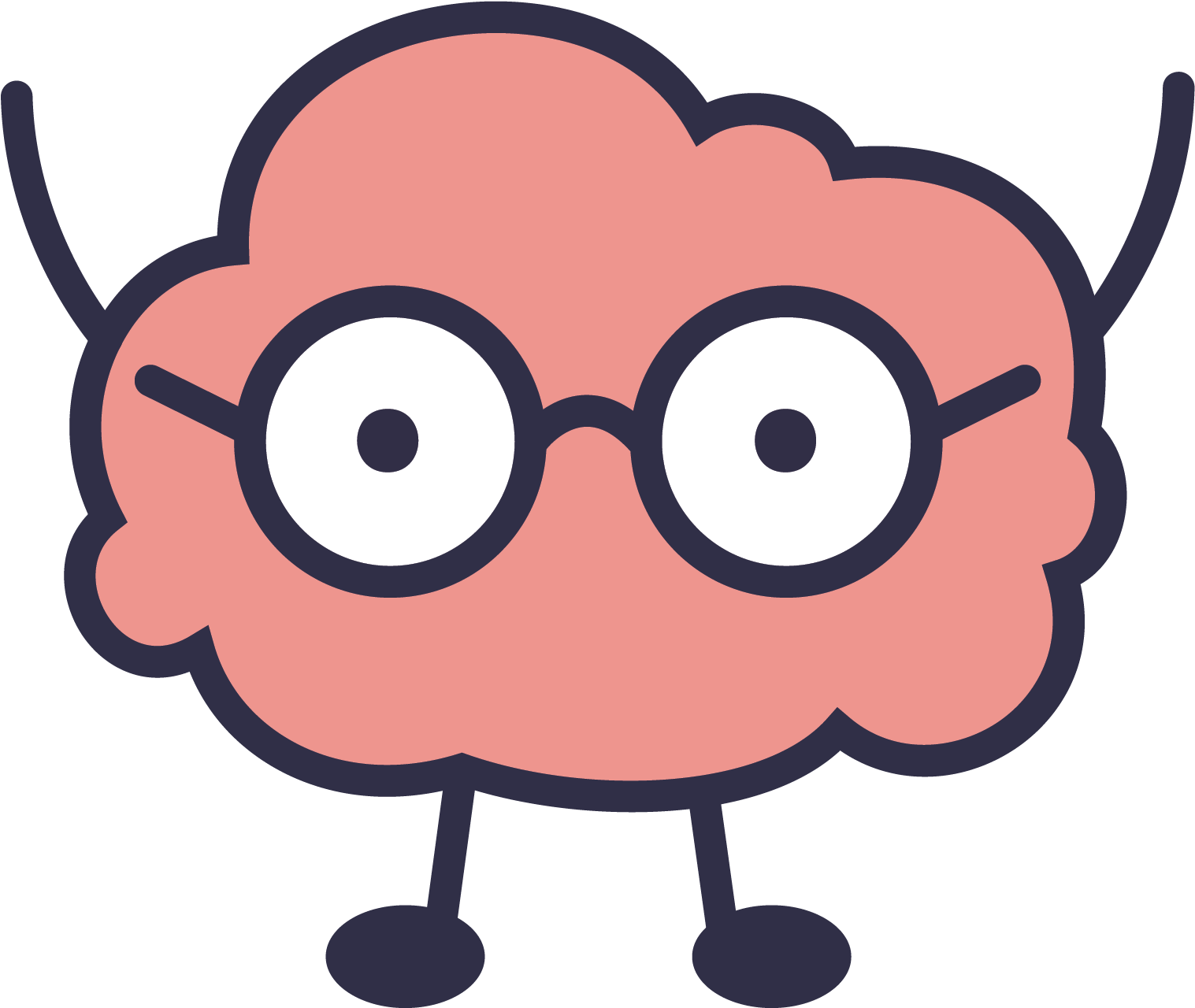A Cartoon Of A Pink Cloud With Glasses