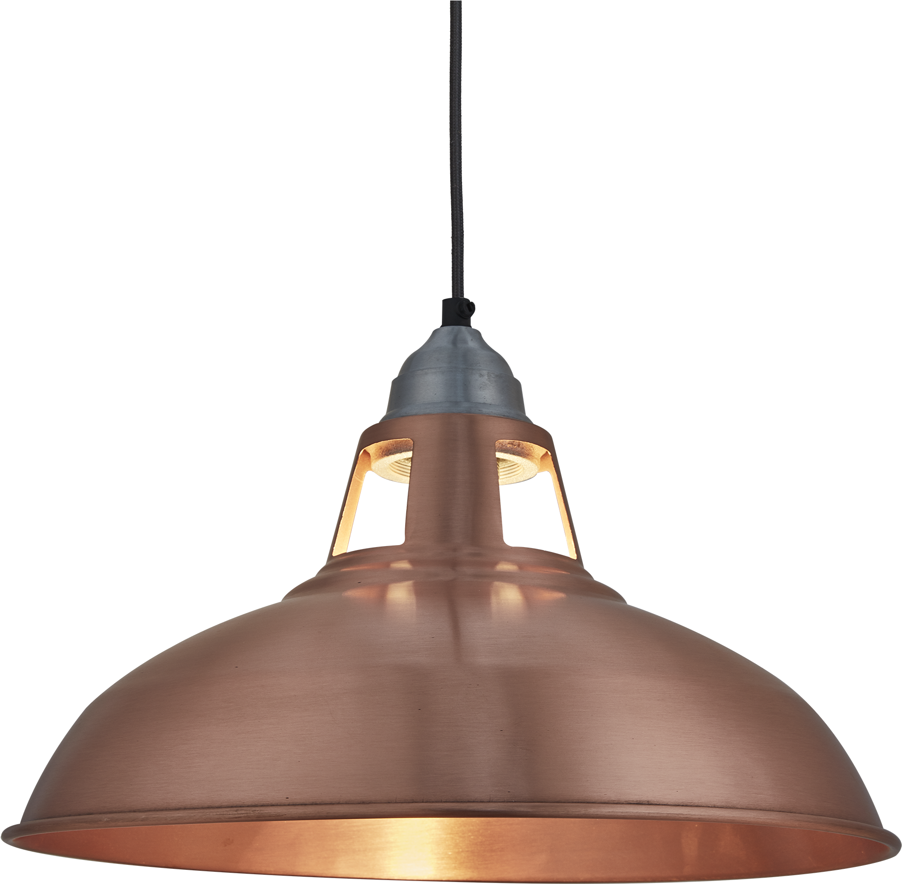 A Copper Pendant Light With A Black Background