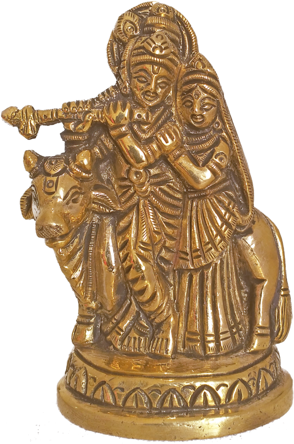 A Statue Of A Woman And A Child On A Cow