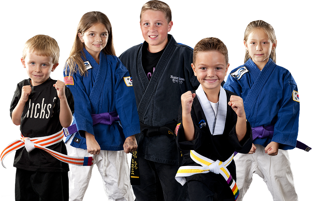 A Group Of Kids In Martial Arts Uniforms