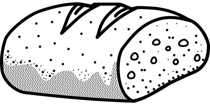 A Black And White Illustration Of A Loaf Of Bread