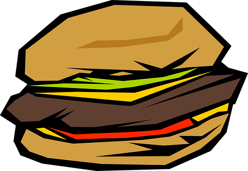 A Colorful Burger On A Black Background