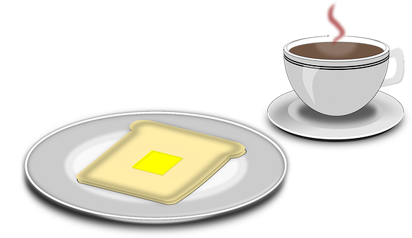 A Plate Of Toast And A Cup Of Coffee