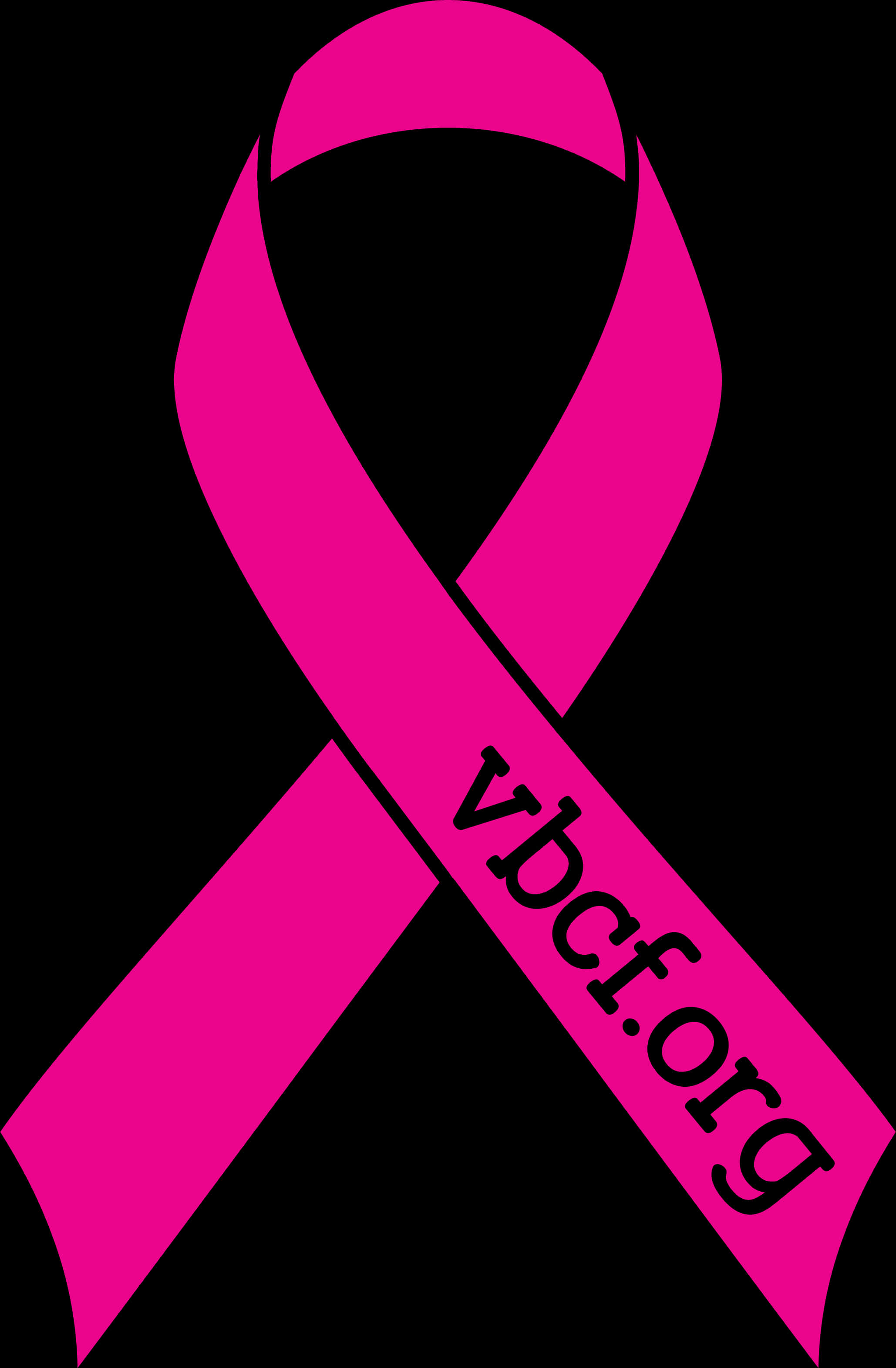 A Pink Ribbon With Black Text