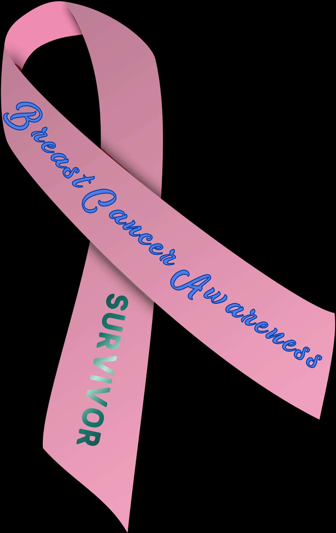 A Pink Ribbon With Blue Text