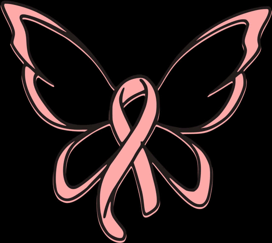 A Pink Ribbon With Wings