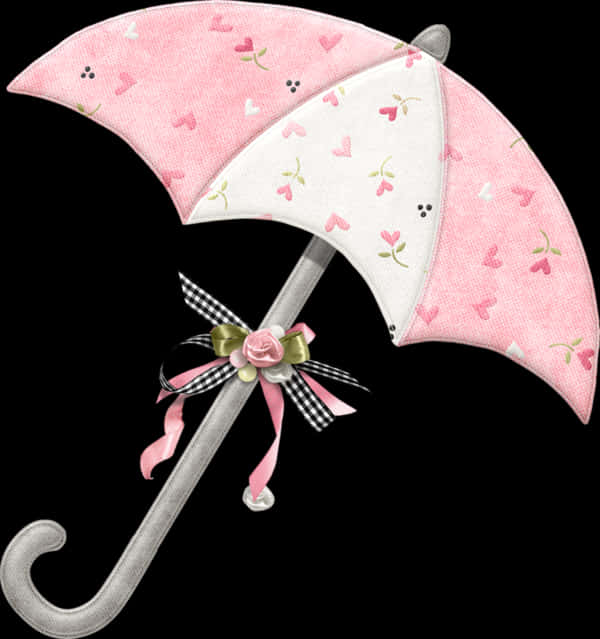 A Pink And White Umbrella