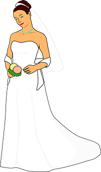 A Cartoon Of A Woman In A Wedding Dress