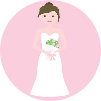 A Woman In A White Dress Holding A Bouquet Of Flowers