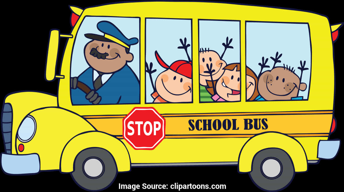 A Cartoon Of Kids In A School Bus