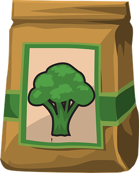 A Brown Bag With A Green Broccoli On It