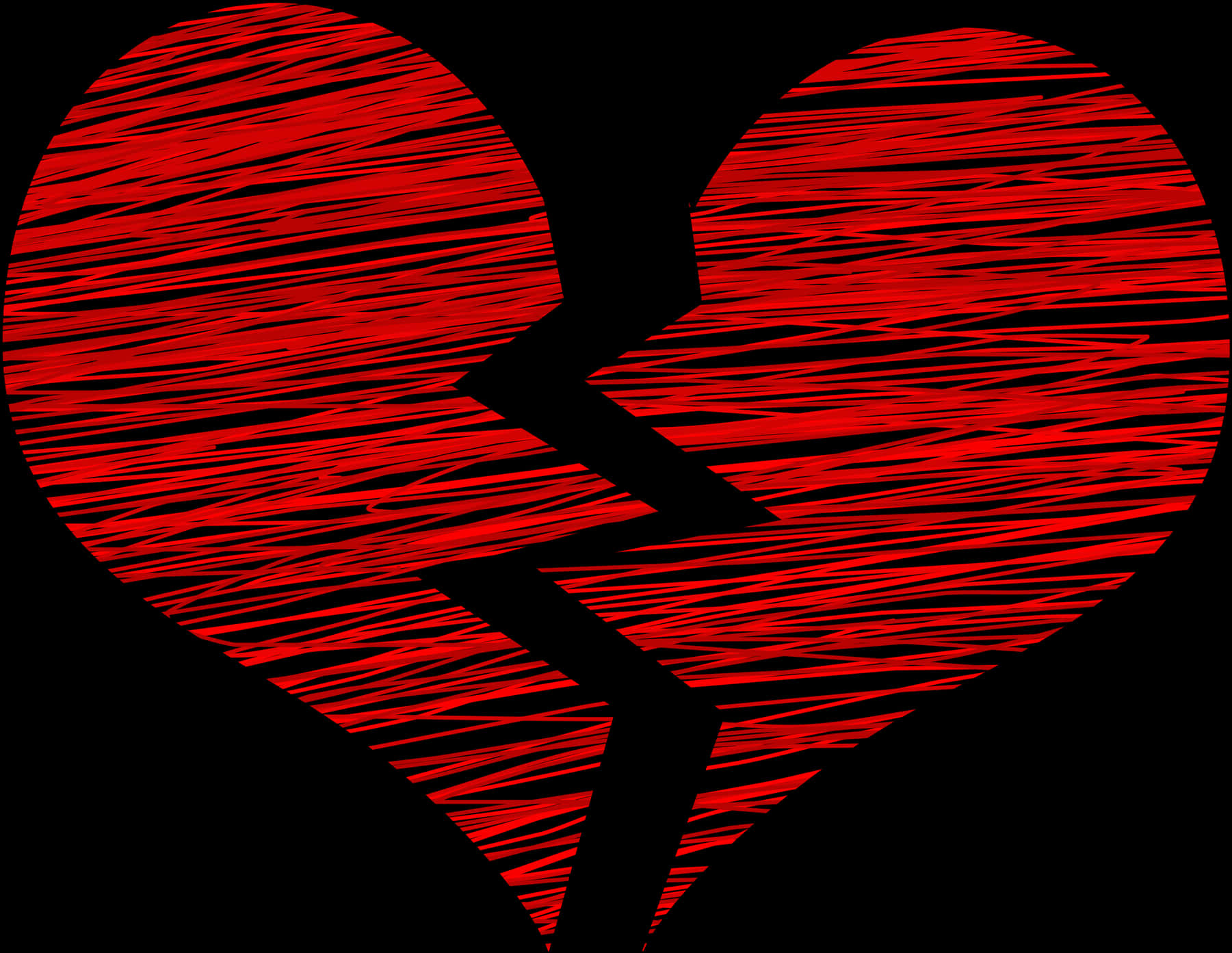 A Red Broken Heart With Black Background