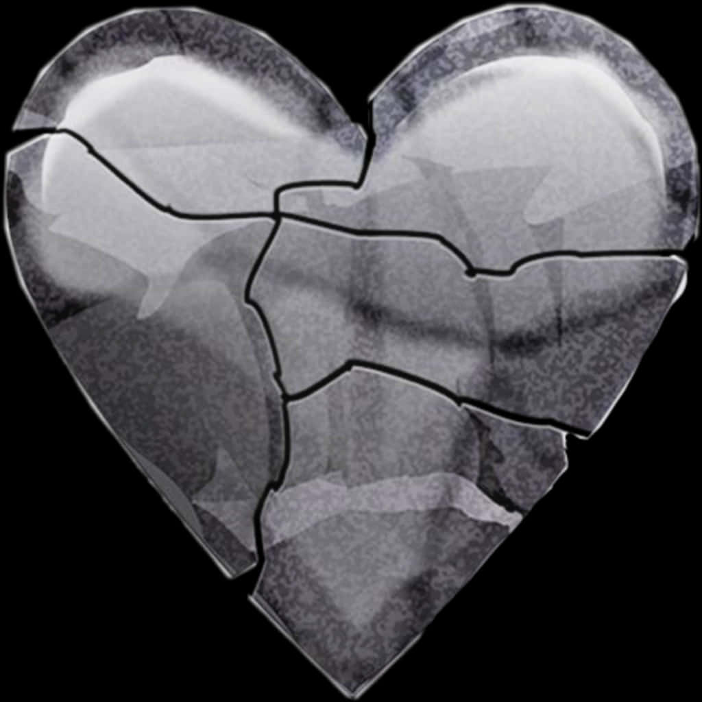 A Broken Heart With Black Background