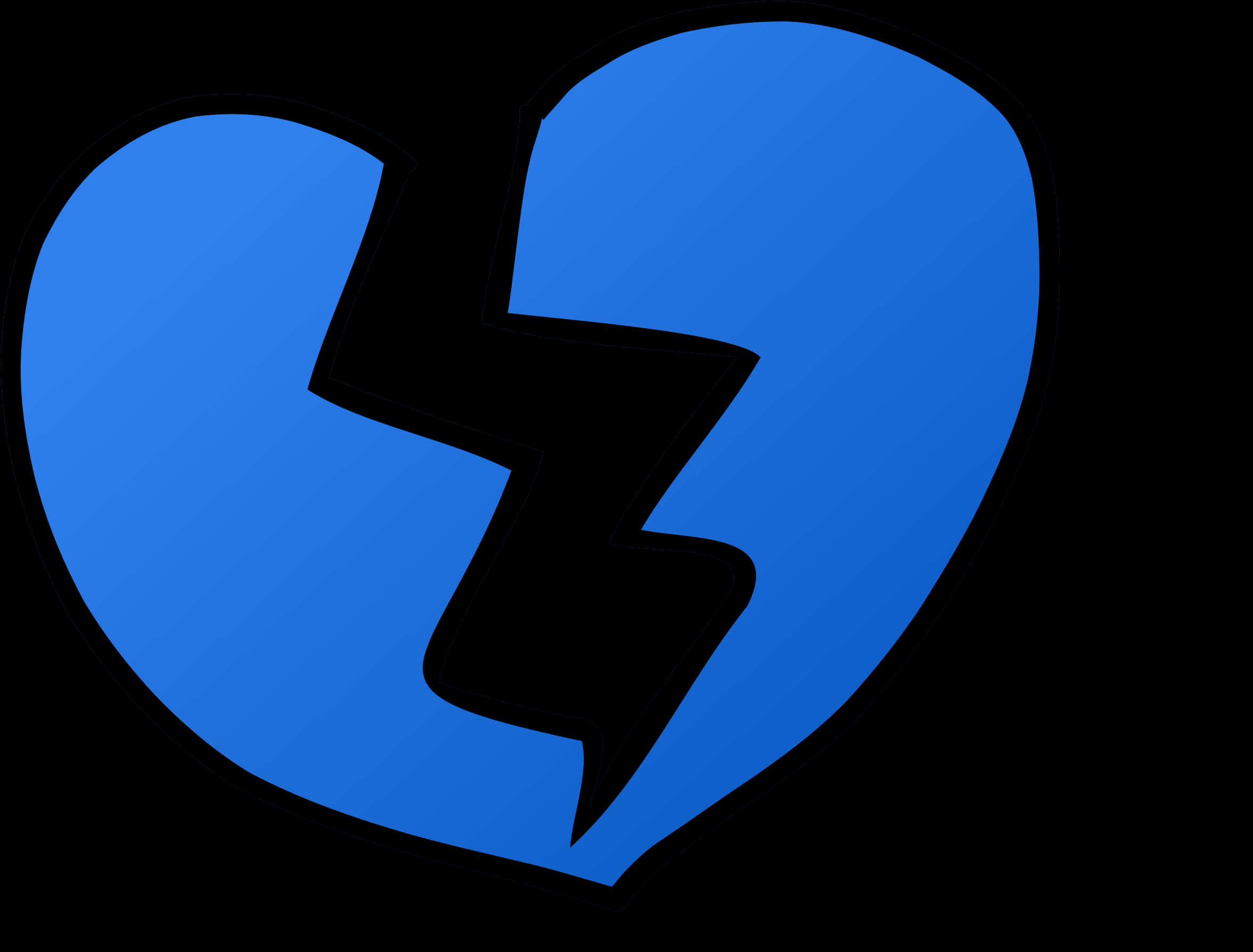 A Blue Broken Heart With Black Background