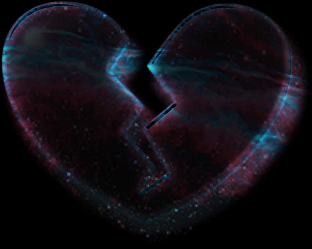 A Broken Heart With Blue And Pink Lights