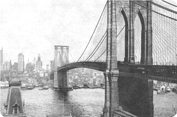 Brooklyn Bridge Over East River And Surrounding Ar - Suspension Bridge, Hd Png Download