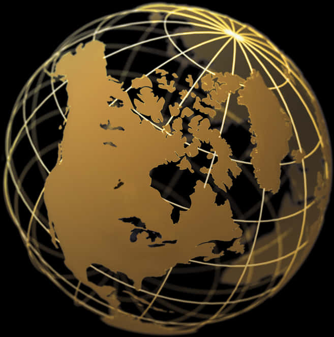 A Gold Globe With A Map