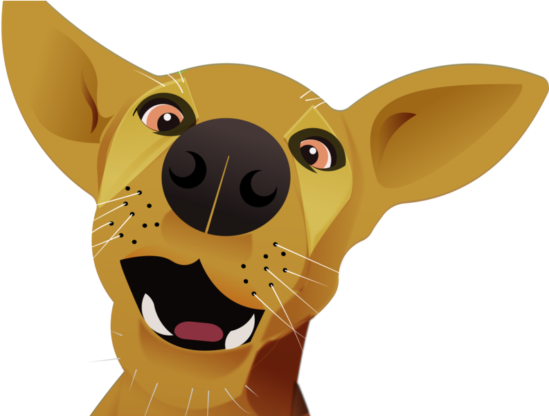 A Cartoon Dog With A Black Nose And Ears