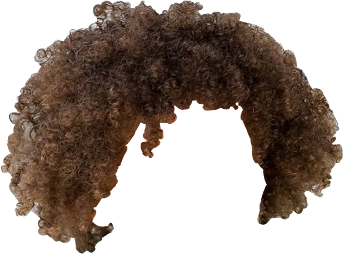 A Curly Brown Wig On A Black Background