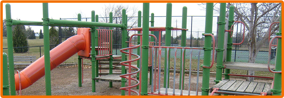 A Playground With A Spiral Playground Equipment