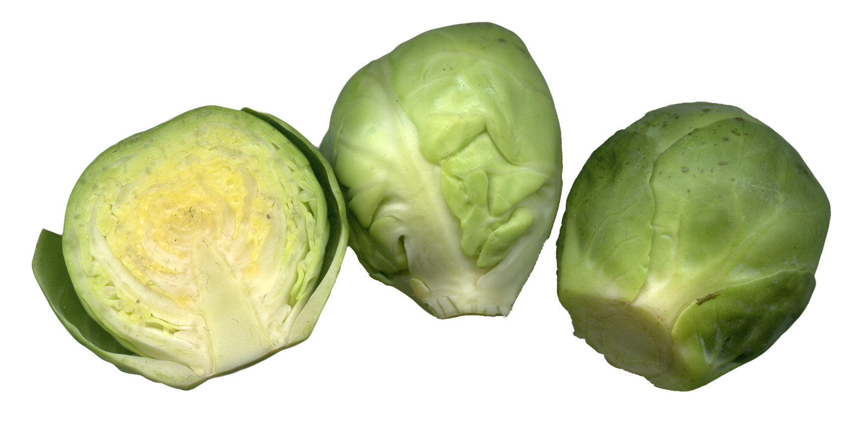 A Group Of Cabbages Cut In Half
