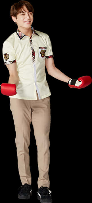 A Person Wearing Boxing Gloves