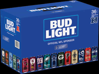 A Blue Box With Several Cans Of Beer