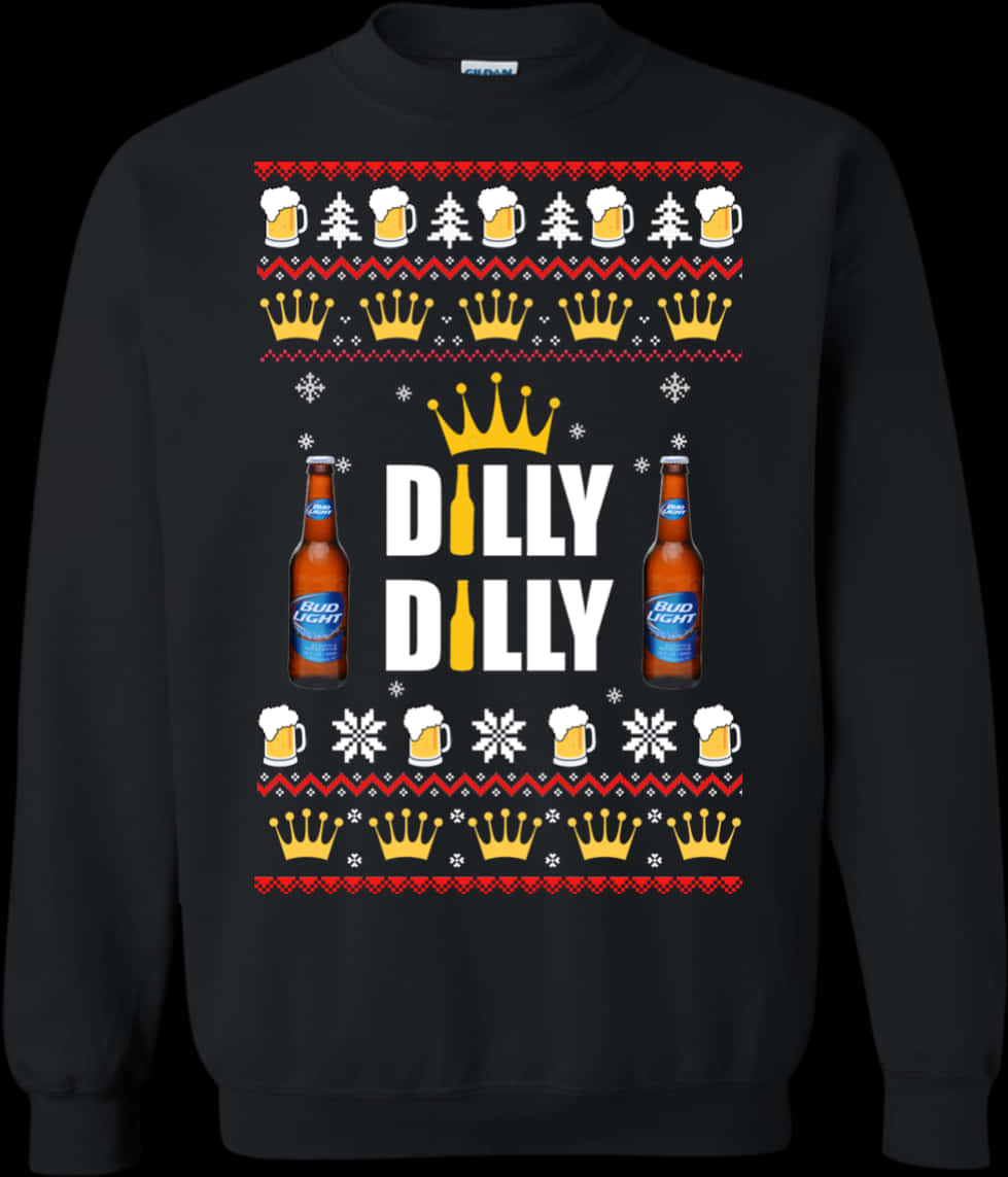 A Sweatshirt With Beer Bottles And Crown On It