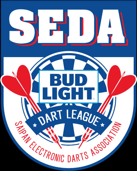 A Blue And White Logo With Red Darts